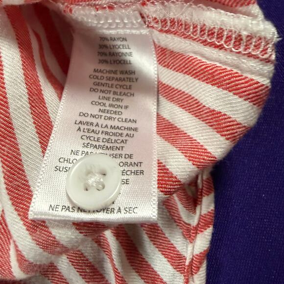 Beach Lunch Lounge Womens Shirt Long Sleeve Button-Down Striped Small Comfort - Picture 3 of 5